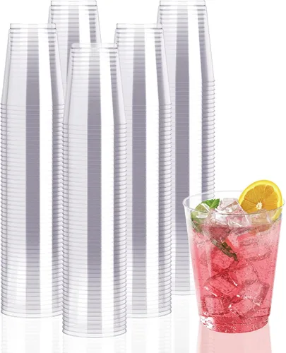 JollyPack Paquete de 300 Vasos de Plástico Transparente de 10 OZ Vasos Desechables de Servicio Pesado Duros para Beber para Navidad, Boda, Hogar,
