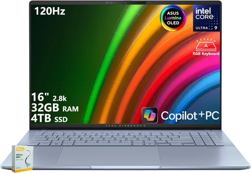 Miniatura 14 de ASUS Vivobook S16 Copilot+ AI PC Laptop 16 pulgadas 2.8k OLED 120Hz Intel Core Ultra 9 285H 32GB RAM 1TB SSD Retroiluminación RGB