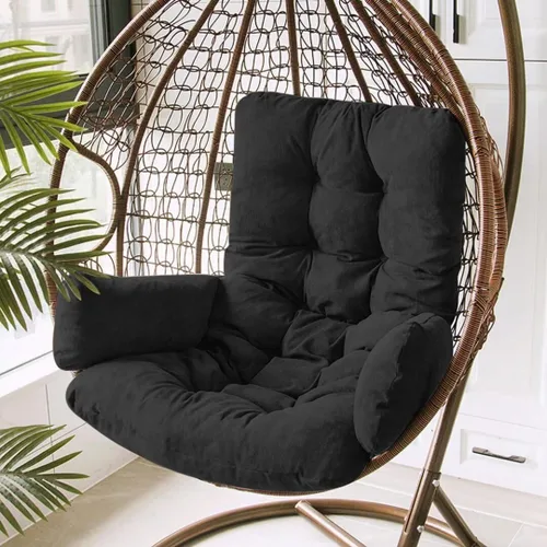 Miniatura 10 de Cojín de repuesto para silla de huevo, cojín de asiento de cesta colgante, cojín suave para colgar silla de huevo, cojines de respaldo de 45 x 20