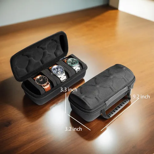 Miniatura 2 de Funda de viaje rígida de 3 ranuras para reloj, caja de almacenamiento y organizador para hombres y mujeres, con almohada de reloj antimovimiento