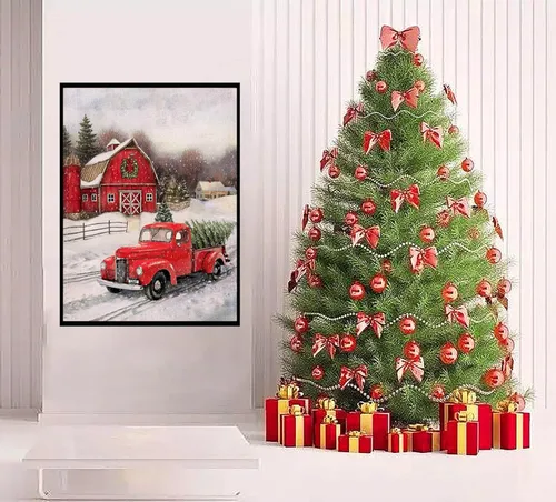 Miniatura 2 de RUIHA Kits de Pintura de Diamante de Navidad, Kit de Arte de Diamante de Invierno para Adultos, Pintura 5D de Camión con Diamante Taladro Completo