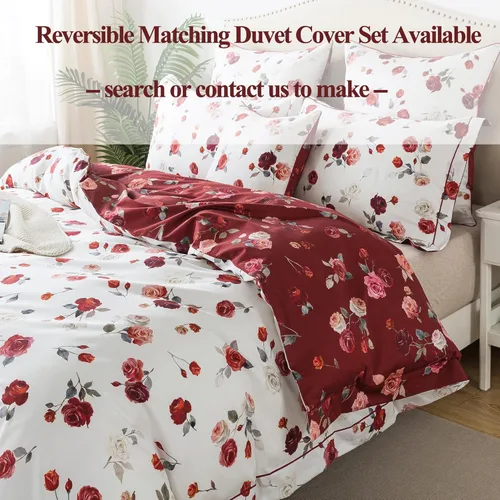 Miniatura 7 de FADFAY Juego de sábanas de rosas blancas, ropa de cama vintage floral de rosas, ropa de cama estilo rústico, 100% algodón egipcio percal, 800 hilos