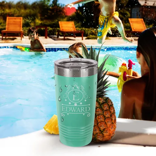 Miniatura 6 de Vasos de café personalizados con monograma con inicial y nombre, 20 onzas, grabado con láser en acero inoxidable aislado al vacío, taza de viaje