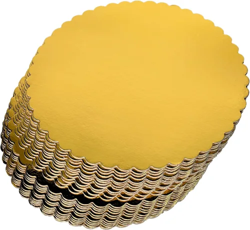 Miniatura 7 de Paquete de 25 tableros redondos resistentes de 10 pulgadas para tartas, placas de cartón dorado con base festoneada, paquete de 25 (dorado)