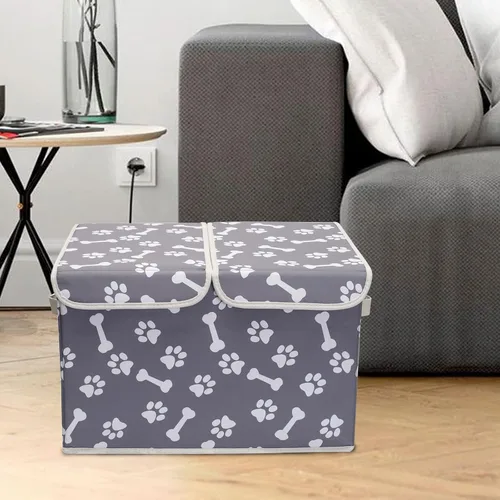 Miniatura 6 de Caja de almacenamiento de juguetes para mascotas con tapa y organizador de cesta, cubo plegable perfecto para sala de estar, sala