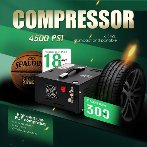 Miniatura 4 de TUXING Compresor de aire PCP de 4500 Psi Bomba de aire de alta presión de 30 Mpa 300 bar Sin aceite/agua Alimentado por automóvil 12 V CC