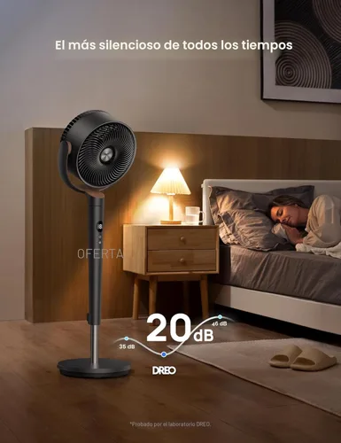 Miniatura 10 de Dreo - Ventilador de pie oscilante de 120°, silencioso, de pedestal de 85 pies, 8 velocidades, 3 modos, 20 dB, vertical manual de 120°, altura Gris