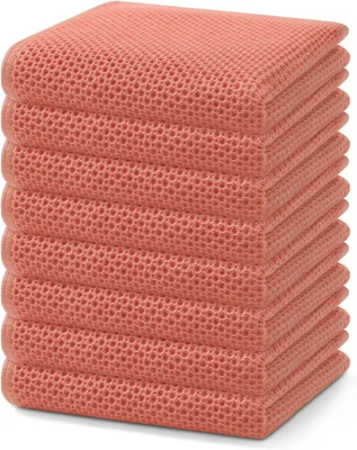 Miniatura 77 de Homaxy Paños de cocina de 100% algodón con tejido de gofre, ultra suaves, absorbentes, de secado rápido, 12 x 12 pulgadas, paquete de 6, amarillo