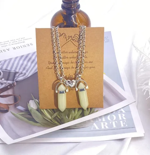 Miniatura 38 de Collar magnético de corazón dividido a juego para parejas, colgante de atracción mutua de cristal, regalo de joyería de amistad para mejores amigos