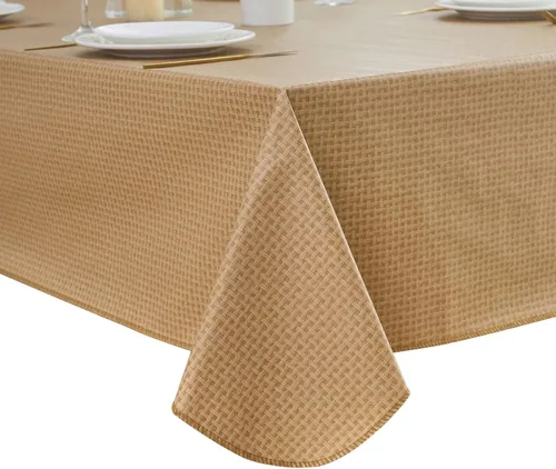 Miniatura 32 de LIBERECOO Mantel de vinilo resistente con reverso de franela, mantel de plástico impermeable a prueba de aceite, resistente a las manchas, lavable