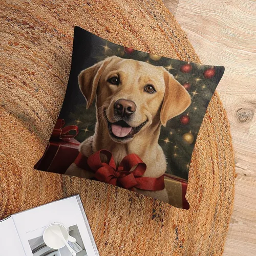 Miniatura 6 de Funda de almohada estampada con retrato de laboratorio de raza de perro amarillo serio, labrador retriever, fundas de cojín amarillas de laboratorio