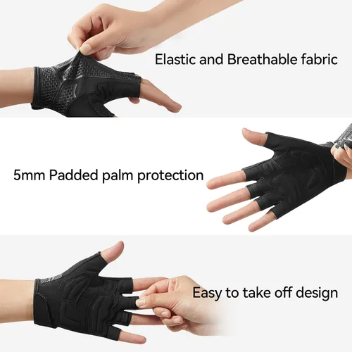 Miniatura 6 de Guantes de ciclismo para hombresmujeres-almohadilla de 0.197 in guantes de ciclismo de medio dedo bicicleta de carretera MTB guantes de bicicleta