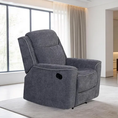 Miniatura 13 de Betsy Furniture Juego de sofá reclinable manual de microfibra suave, sofá con mesa desplegable, dos sillones reclinables, gris carbón 9111
