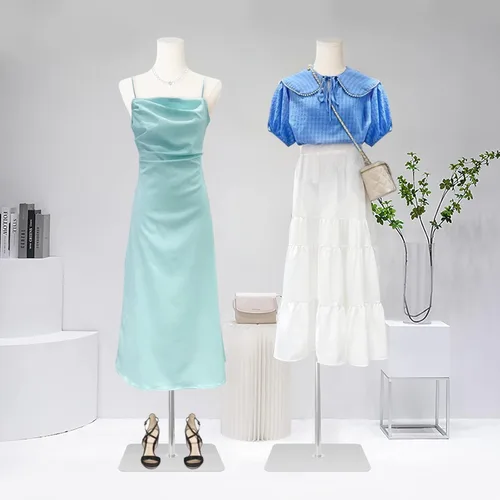 Miniatura 2 de maniquí femenino con forma de torso para mujer, formas de vestido para costura, cuerpo de maniquí de alta estabilidad con soporte de metal dorado