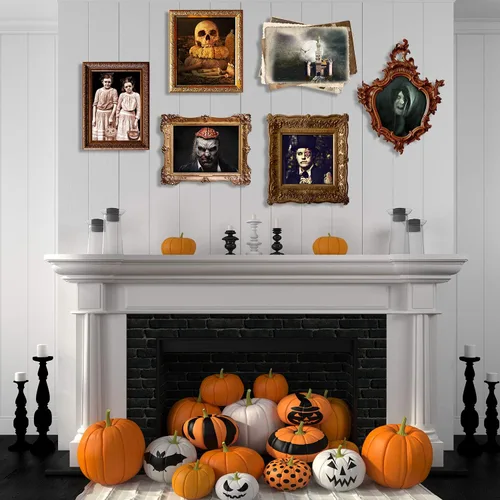 Miniatura 4 de Outus 12 piezas de decoración de mansión embrujada de Halloween, fotos encantadas, decoración gótica, retratos de mansión de terror, imágenes