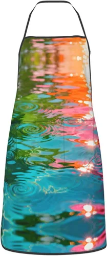 Miniatura 17 de Colorful Stars Delantal con bolsillos, delantales resistentes a las gotas de agua para mujeres y hombres, delantal ideal para uso doméstico