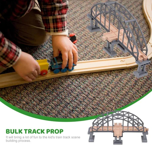 Miniatura 7 de Gadpiparty Puente de madera de la pista del tren accesorio de juguete para los niños creativo puente de tren ligero para construir diferentes