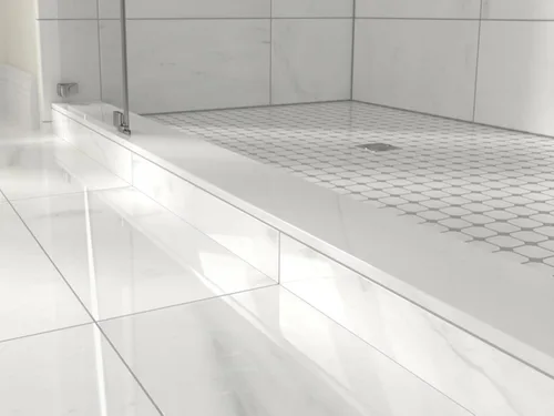 Miniatura 5 de Umbral de Mármol Artificial Súper Blanco para Bordillo de Ducha, Protector contra Salpicaduras de Tocador de Baño, Alféizar de Ventana, Transiciones