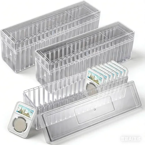 Miniatura 8 de Cajas de almacenamiento de losas para monedas, 3 paquetes de cajas organizadoras de monedas con 20 ranuras, juego de cajas de almacenamiento de Azul