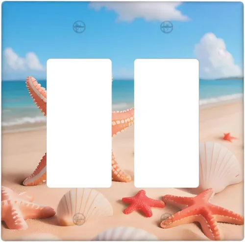 Miniatura 14 de Cubierta de placa de interruptor de luz de salida dúplex de estrella de mar para decoración de placa de pared para el hogar, dormitorio, cocina