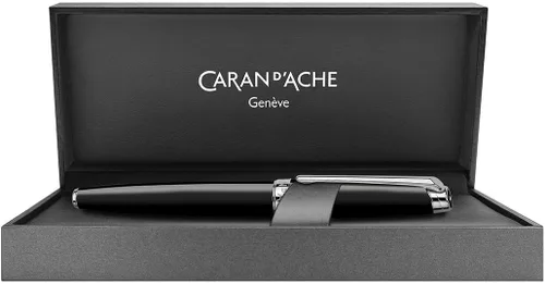 Miniatura 6 de Caran d'Ache Leman - Pluma estilográfica mediana plateada - negro ébano, CD4799.782 Ébano negro