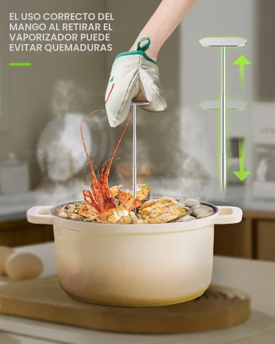 Miniatura 6 de Cesta vaporera de verduras de 2 capas para olla, canasta de vapor de acero inoxidable de alta calidad, canasta separable de acero inoxidable