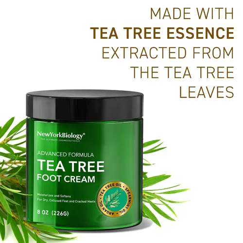 Miniatura 5 de New York Biology - Crema de pies con aceite de árbol de té para pies secos y agrietados, talones agrietados y picazón en la piel, crema para pies, 8