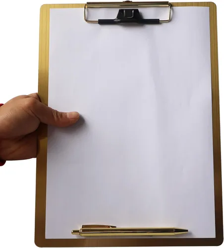 Miniatura 12 de Portapapeles magnético de acero inoxidable con bolígrafo, varios tamaños, diseño magnético, esencial para la oficina y el hogar (4.3 x 6.5 pulgadas)