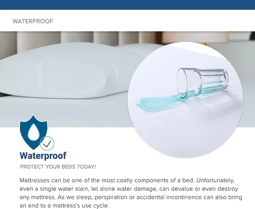 Miniatura 4 de Bargoose Funda de colchón ajustable Protector de cama de vinilo Protege contra plagas y líquidos Barrera contra alérgenos y ácaros del polvo