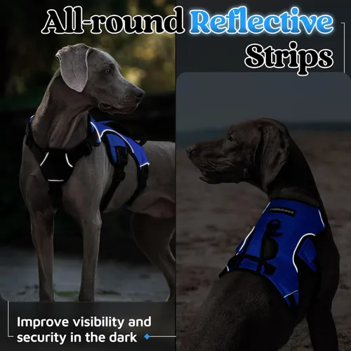 Miniatura 8 de rabbitgoo - Arnés para perro a prueba de fugas, arnés para mascotas acolchado suave de cuerpo completo, arnés reflectante ajustable sin tirones