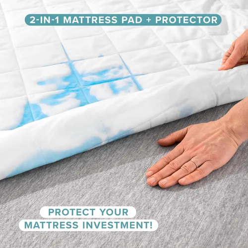 Miniatura 2 de Bare Home Protector de colchón acolchado impermeable Twin – Almohadilla de colchón refrescante – Protege contra derrames – Fácil lavado – Funda