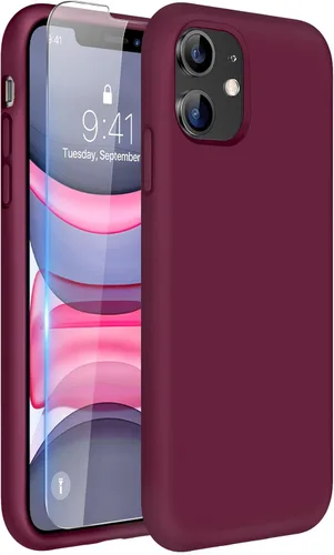 Miniatura 156 de Miracase Funda diseñada para iPhone 13, con protector de pantalla de vidrio templado, forro de microfibra suave antiarañazos, funda de goma