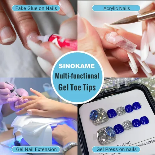 Miniatura 6 de SINOKAME - Uñas postizas transparentes a presión cortas con kit de pegamento para uñas, puntas de uñas postizas pintables mate, para camas de uñas