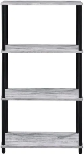 Miniatura 7 de Acme Nypho - Estantería rectangular con 4 estantes de madera, color blanco antiguo y negro