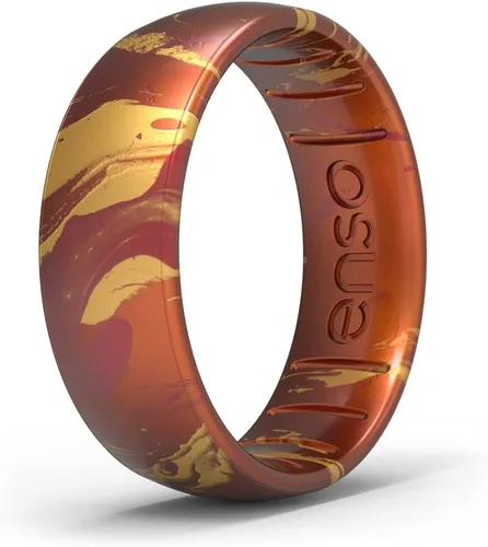 Miniatura 12 de Enso Rings Anillo de silicona fino hecho a mano, diseño cómodo y flexible, 0.169 in de ancho, 0.069 in de grosor