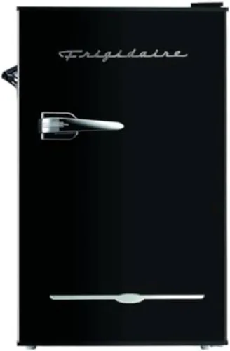 FRIGIDAIRE EFR376-BLACK - Refrigerador de bar retro negro de 3.1 pies cúbicos con abrebotellas lateral