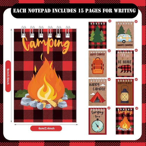Miniatura 2 de Eaasty Paquete de 32 cuadernos pequeños con temática de campamento y aventuras, mini cuadernos en espiral, cuaderno de bolsillo para camping