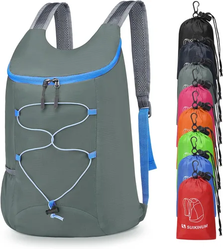Miniatura 9 de Mochila plegable ligera para senderismo, 20 litros, para acampar, ciclismo, al aire libre, color negro