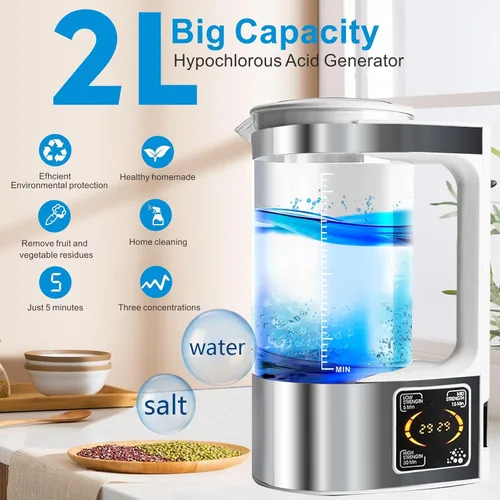 Miniatura 3 de Generador de solución hipoclorosa de ácido hipocloroso y sodio, capacidad de 67.6 fl oz, sistema de agua electrolizado portátil de NaCl que hace