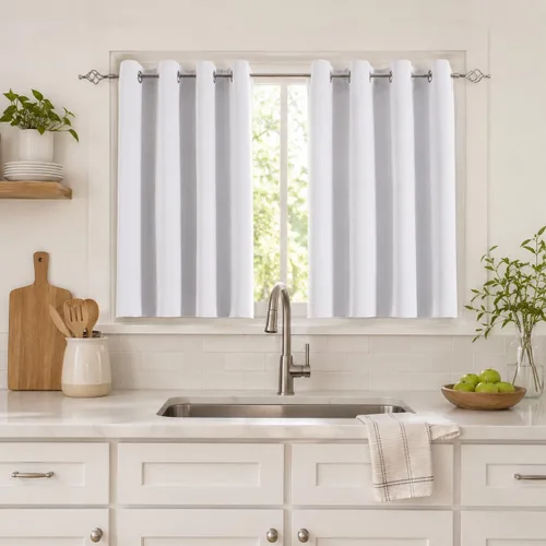 Miniatura 18 de Aquazolax Cortinas opacas de 45 pulgadas de largo, juego de 2 paneles para guardería, cortinas de tratamiento de ventanas con aislamiento térmico