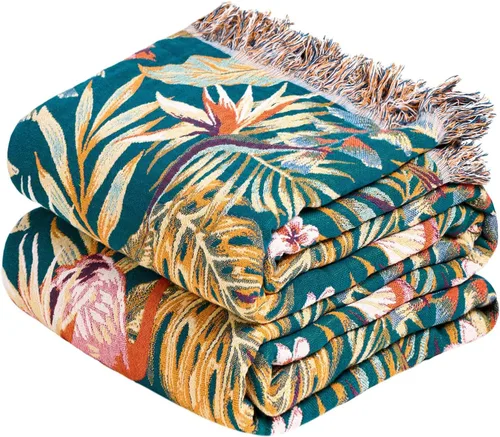 Miniatura 33 de Manta Decorativa Bohemia - Mantas Decorativas de Algodón 100% Suave y Transpirable, 50"x60" Colcha de Algodón Muselina Ligera de 4 Capas, Estampado