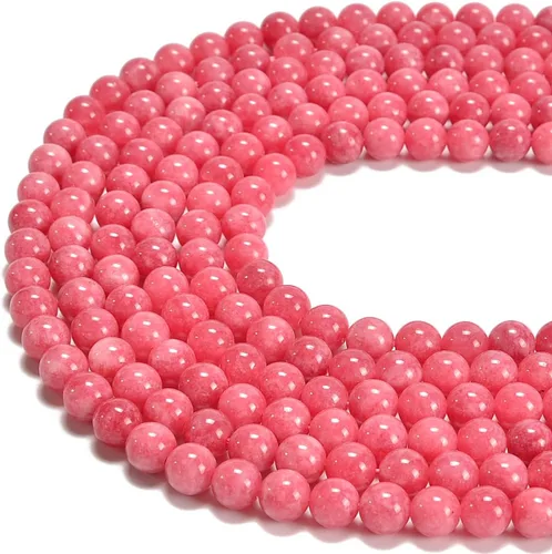 Cuentas sueltas de rodonita teñida de jade de 10mm, redondas y suaves, de gematone natural para joyería y manualidades, 1 cadena de 15 pulgadas Jade