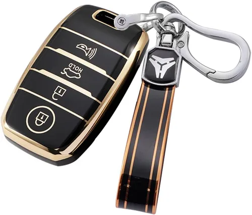 Miniatura 17 de ontto Funda para llave de automóvil de 4 botones compatible con Kia Forte Koup NIRO Optima Rio TPU llavero suave y duradero, color beige
