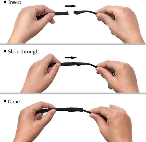 Miniatura 4 de Correa para lentes de sol (paquete de 6) Correa para gafas deportivas, correas para gafas para hombres, soporte para gafas/cordón para mujeres Negro