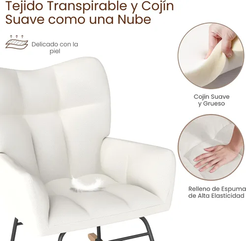Miniatura 4 de Mecedora para cuarto de bebé, sillas mecedoras para cuarto de bebé, silla mecedora para bebé, mecedora con balancín, diseño de seguridad antivuelco