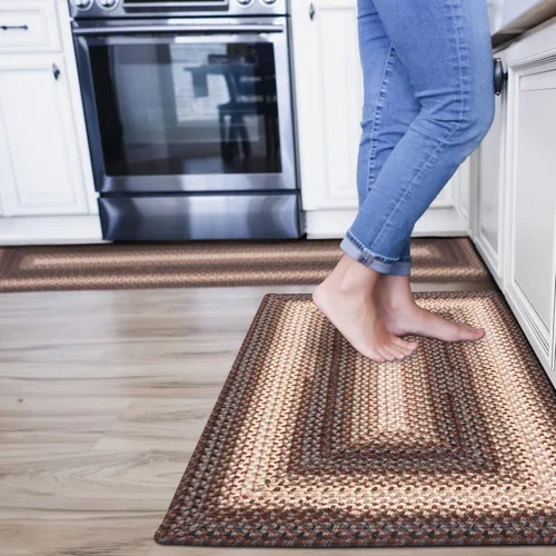 Miniatura 50 de Alfombra ovalada trenzada gris humo de 20 x 30 pulgadas, lavable para interiores y exteriores, decoración campestre para cocinas y entradas