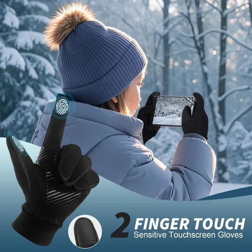 Miniatura 4 de Sukeen Guantes de invierno para niños, antideslizantes para pantalla táctil, guantes de ciclismo para niños y niñas, guantes ligeros para correr