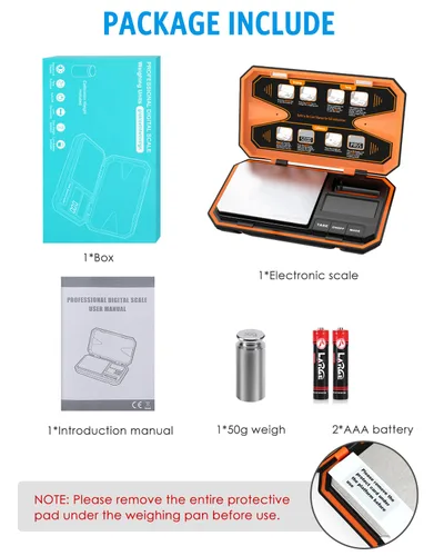 Miniatura 8 de AMIR Báscula digital de bolsillo, báscula de alta precisión de 17.64 oz x 0.00 oz con pantalla LCD, báscula digital de alimentos con función