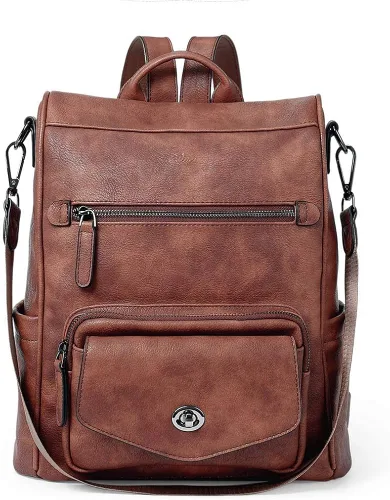 CLUCI Cartera grande de cuero con cremallera alrededor del tarjetero organizador de viaje bolso de mano con mochila para mujer bolso convertible de