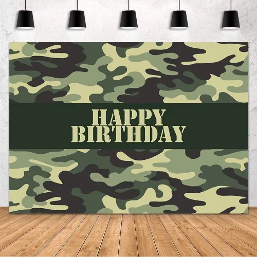 Miniatura 2 de MEHOFOND Decoración de fiesta de cumpleaños de soldado del ejército, telón de fondo de camuflaje verde del ejército, fondo de fotografía de tartas
